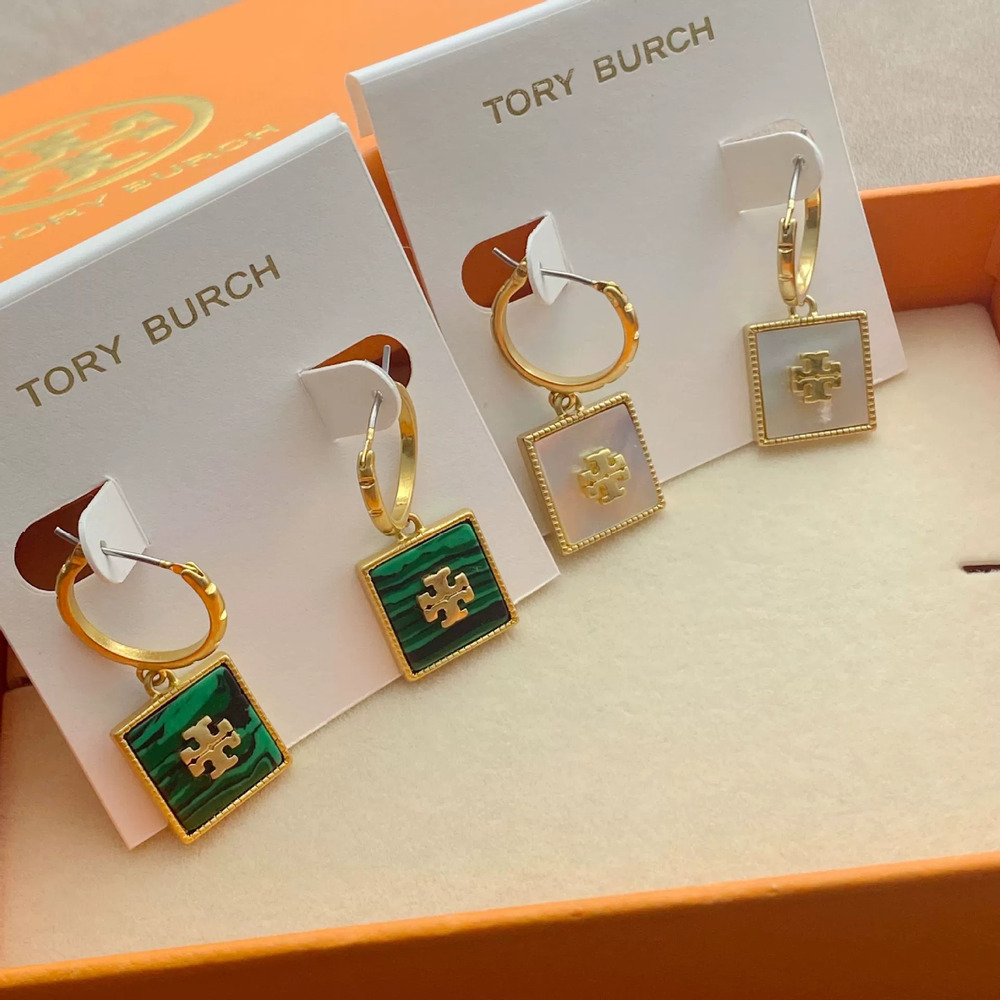 Tory Burch Shell Inlay Metal Drop Earrings